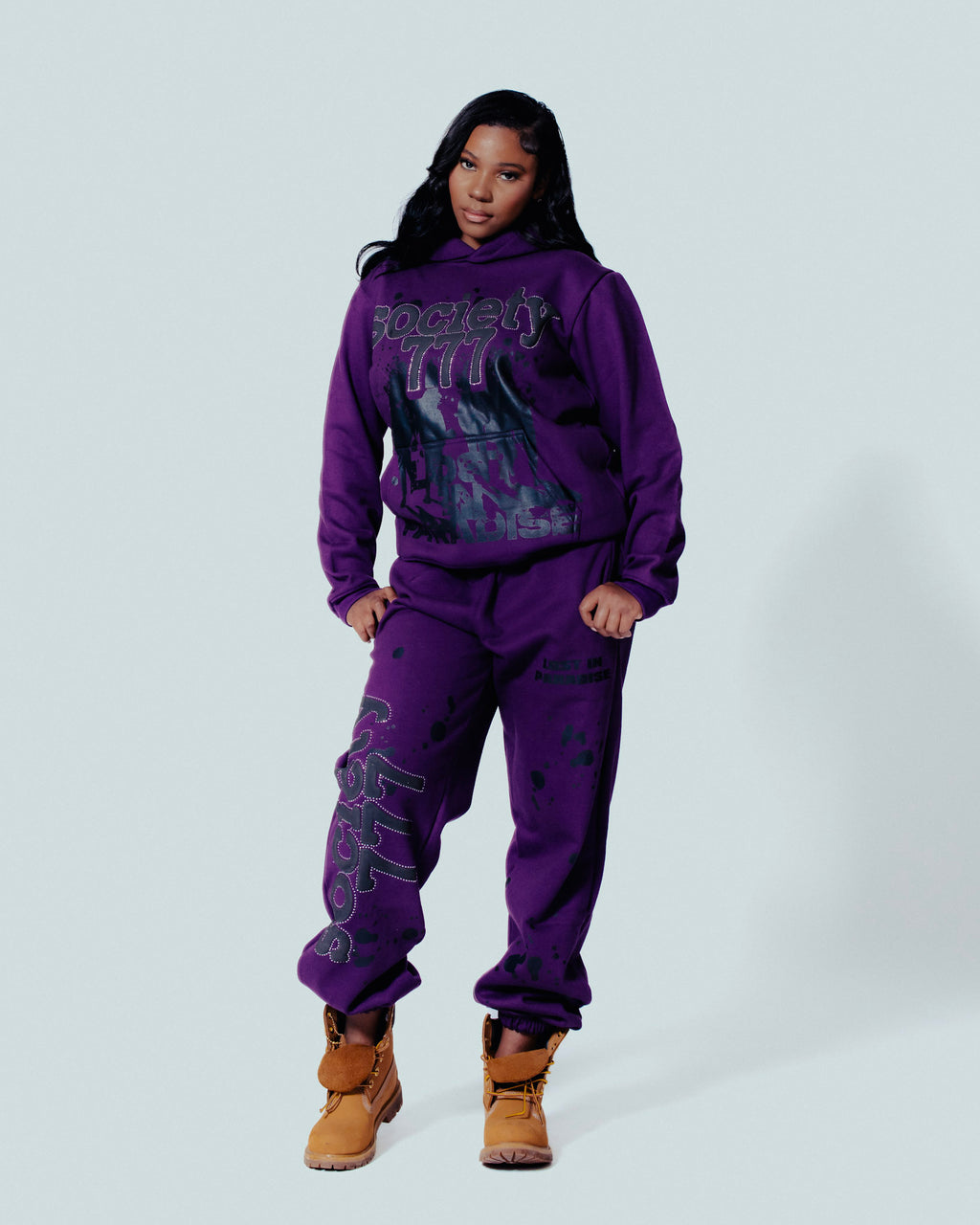 Society Purple Rhinestone Sweatsuit