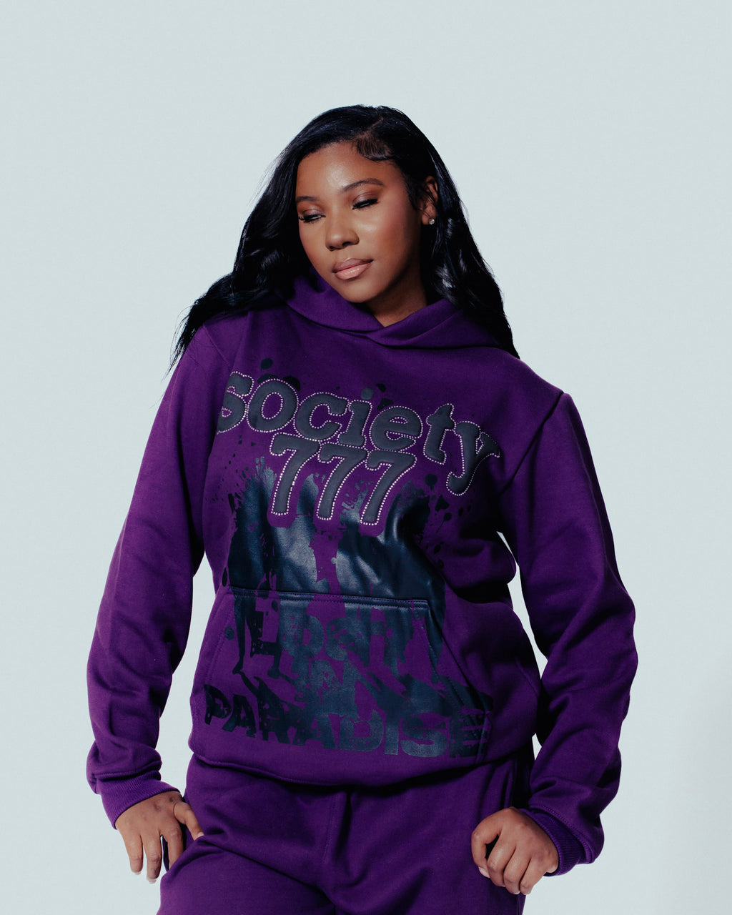 Society Purple Rhinestone Sweatsuit